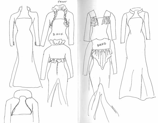 designing clothes sketches. I sketched up some ideas: